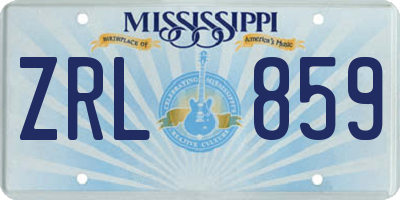 MS license plate ZRL859
