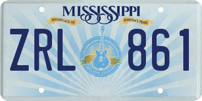 MS license plate ZRL861