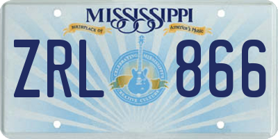 MS license plate ZRL866