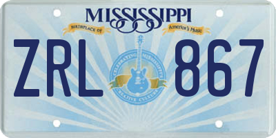 MS license plate ZRL867