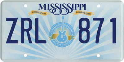 MS license plate ZRL871
