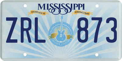 MS license plate ZRL873