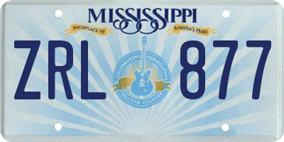 MS license plate ZRL877