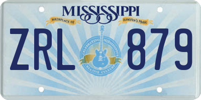 MS license plate ZRL879