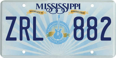 MS license plate ZRL882