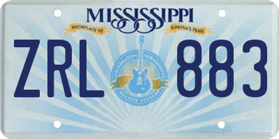 MS license plate ZRL883