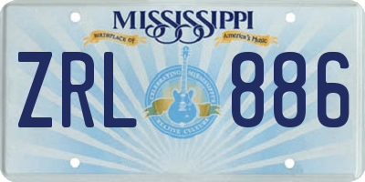 MS license plate ZRL886