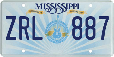 MS license plate ZRL887