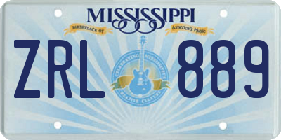 MS license plate ZRL889