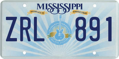MS license plate ZRL891
