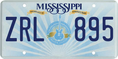 MS license plate ZRL895