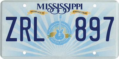 MS license plate ZRL897