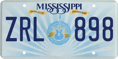MS license plate ZRL898
