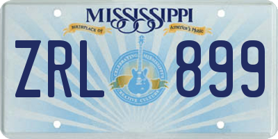 MS license plate ZRL899