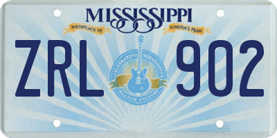 MS license plate ZRL902