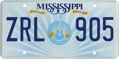 MS license plate ZRL905
