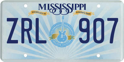 MS license plate ZRL907