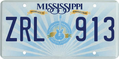 MS license plate ZRL913