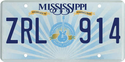 MS license plate ZRL914
