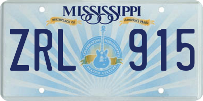 MS license plate ZRL915