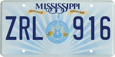MS license plate ZRL916