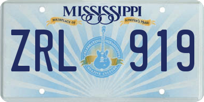 MS license plate ZRL919