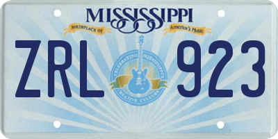 MS license plate ZRL923