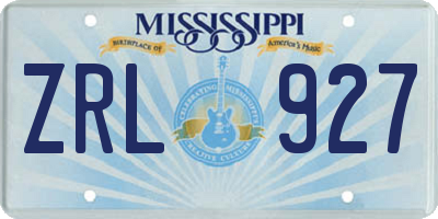 MS license plate ZRL927