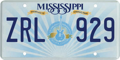 MS license plate ZRL929