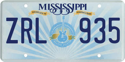 MS license plate ZRL935