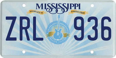 MS license plate ZRL936