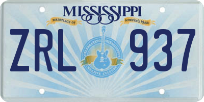 MS license plate ZRL937