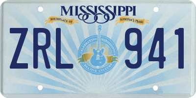 MS license plate ZRL941