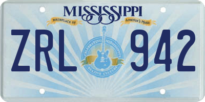 MS license plate ZRL942