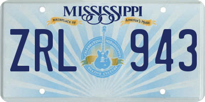 MS license plate ZRL943