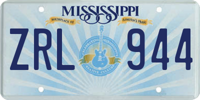 MS license plate ZRL944