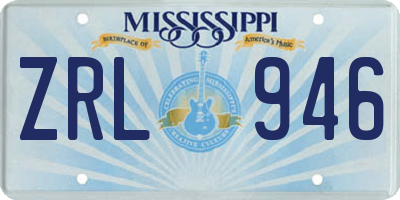 MS license plate ZRL946