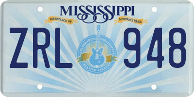 MS license plate ZRL948