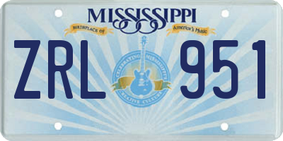 MS license plate ZRL951