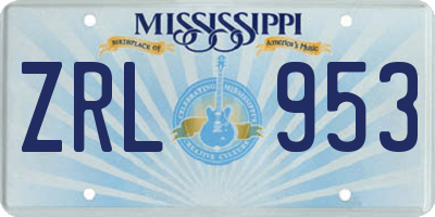 MS license plate ZRL953
