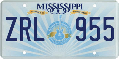 MS license plate ZRL955
