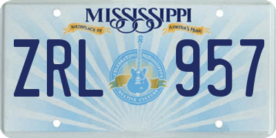 MS license plate ZRL957