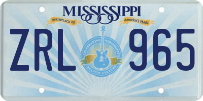 MS license plate ZRL965