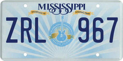 MS license plate ZRL967