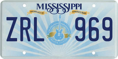 MS license plate ZRL969