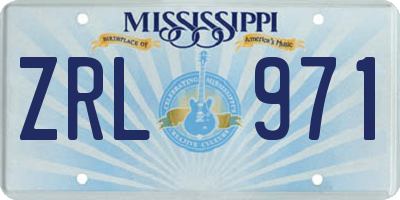 MS license plate ZRL971
