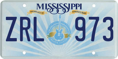 MS license plate ZRL973