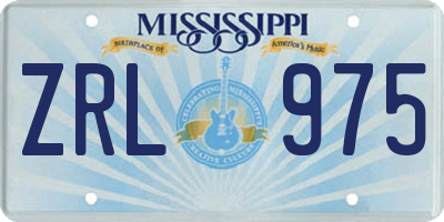 MS license plate ZRL975