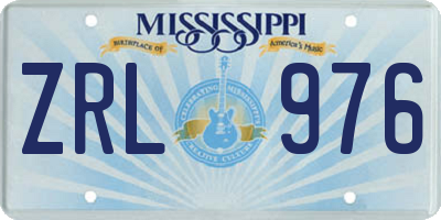 MS license plate ZRL976