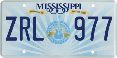 MS license plate ZRL977